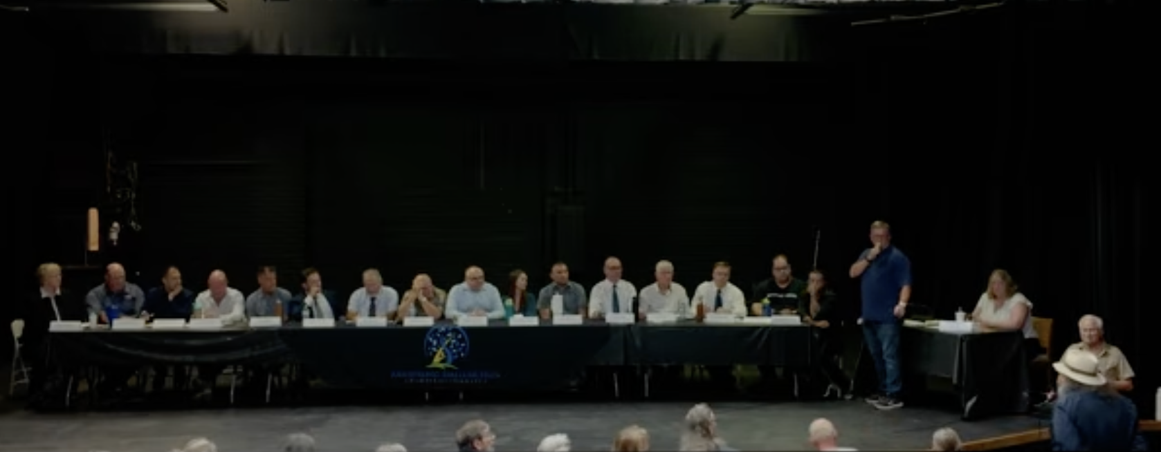 City of Armstrong council candidates seated across the Centennial Theatre stage during the September 23, 2026 forum